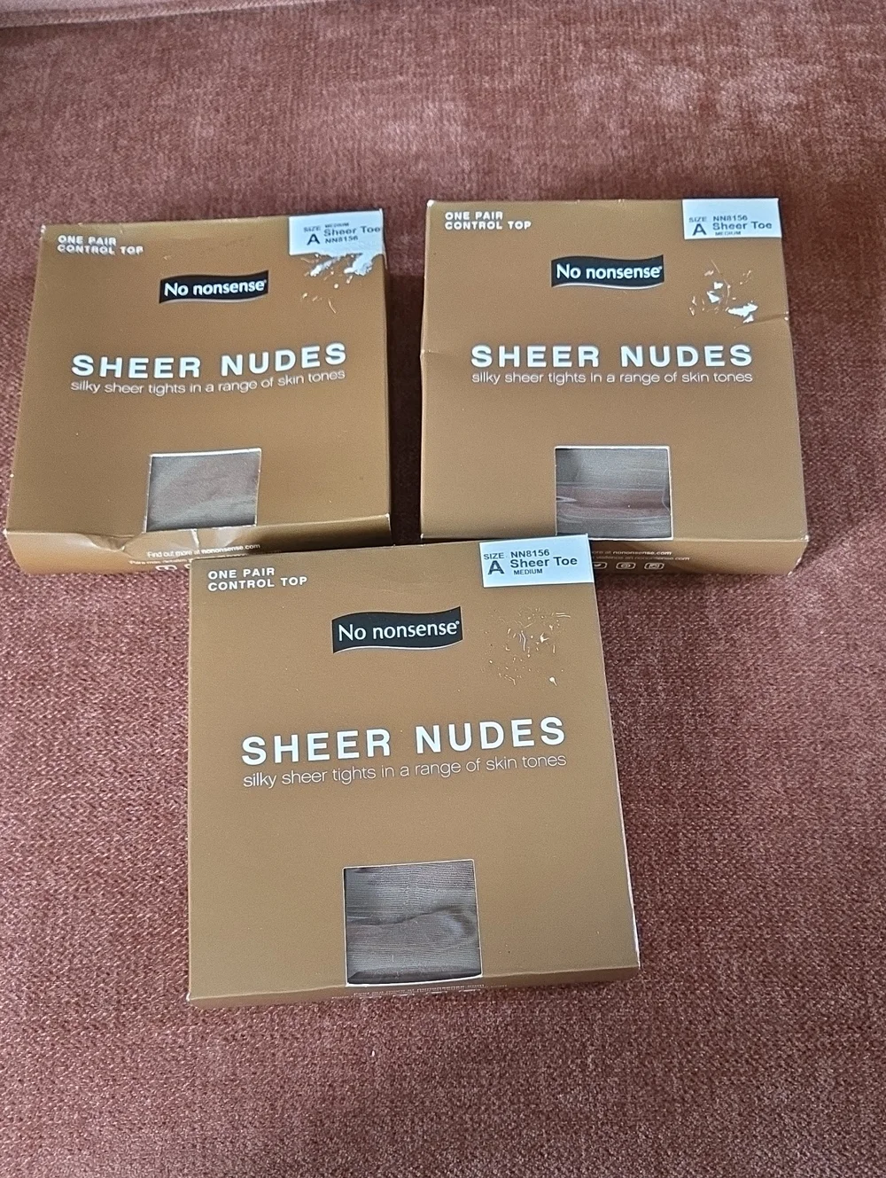 3 Pairs No Nonsense SHEER NUDES Control Top Silky Sheer Tights Pantyhose Size A